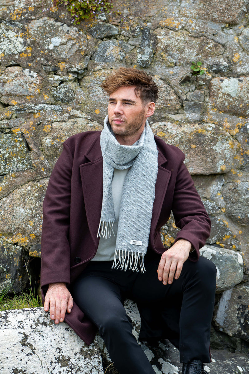未使用 MCNUTT OF DONEGAL LAMBSWOOL メンズマフラー McNutt Lambswool & Tweed Scarf - Light Grey – Doodle & Boom