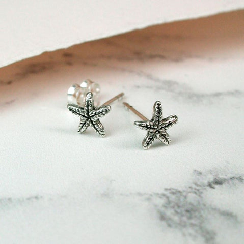 PM Sterling Silver tiny starfish earrings