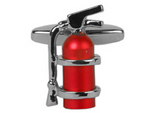 DLCO Rhodium Plated Cufflinks-Fire Extinguisher