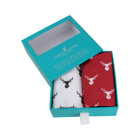 DLCO David Aster Handkerchief/Pocket Sq Gift Set-Stag