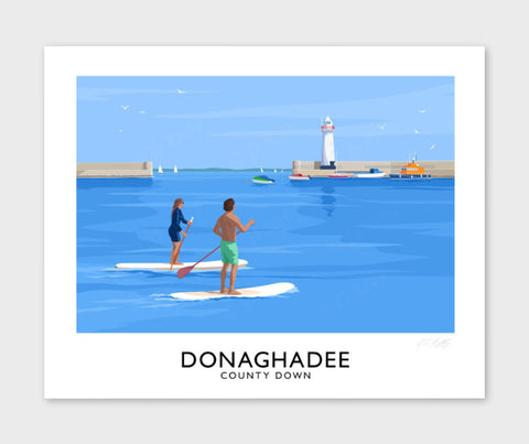 James Kelly Print-Donaghadee Paddle boarders