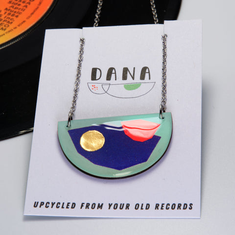 Dana Half Disc Necklace - Mint/Gold/Blue/Magenta
