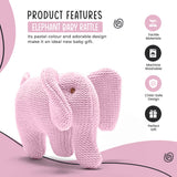 Pink Elephant Baby Rattle, Knitted Organic Cotton