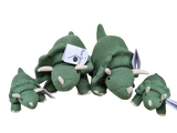 Dinosaur Baby Rattle, Knitted Moss Green Triceratops