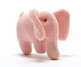 Pink Elephant Baby Rattle, Knitted Organic Cotton