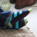 PM Bamboo Socks - Blue & Green Stripe