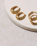 1&8 Earrings - Gold Sculpt Oval Hoops