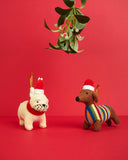 Sausage Dog Christmas Decoration, Knitted Dachshund Decor