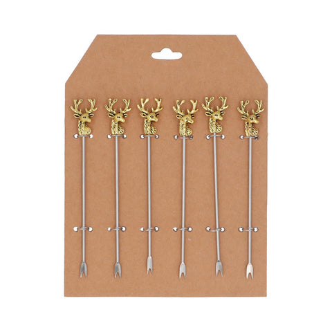 GG Metal Forks - Gold Stag Head