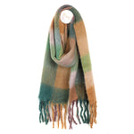 PM Teal & Peach Check Scarf