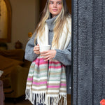 PM Cream & Magenta Stripe Scarf
