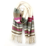 PM Cream & Magenta Stripe Scarf