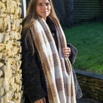 PM Beige mix fluffy check scarf