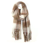 PM Beige mix fluffy check scarf