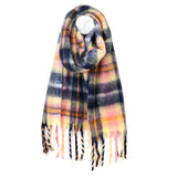 POM Scarf - Molly Yellow, pink and navy blue cosy check