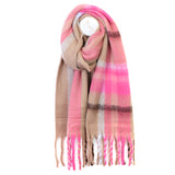 POM Scarf - Molly Taupe and pink mix cosy check