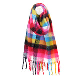 POM Scarf - Molly Bright pink, yellow and blue mix cosy check