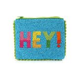 PM Turquoise beaded HEY purse