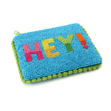 PM Turquoise beaded HEY purse
