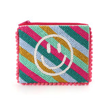 PM Multicolour beaded smiley face purse