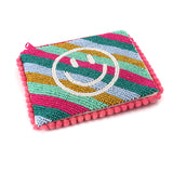 PM Multicolour beaded smiley face purse