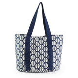PM Navy abstract cowrie shell print beach bag