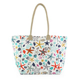 PM Multicolour starfish and shell print beach bag