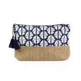 PM Navy abstract cowrie shell print travel pouch