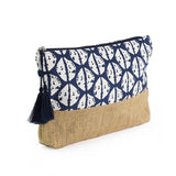 PM Navy abstract cowrie shell print travel pouch