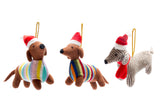 Sausage Dog Christmas Decoration, Knitted Dachshund Decor