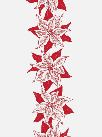 Oatmeal coloured Irish Linen tea towel with red floral print.