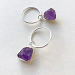 Decadorn Hoop Earrings - Carved Amethyst Silver