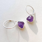 Decadorn Hoop Earrings - Carved Amethyst Silver