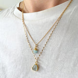Decadorn Pendant - Carved Aquamarine Gold