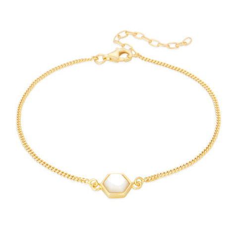 SPK Liga Hexagon Mother of Pearl Bracelet - Gold