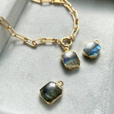 Decadorn Pendant - Labradorite Chunky Chain Gem Slice Gold