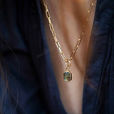 Decadorn Pendant - Labradorite Chunky Chain Gem Slice Gold