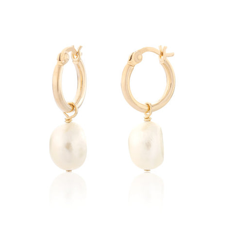 SPK Margeaux Pearl Hoop Earrings - Gold