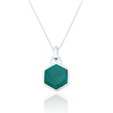 SPK Liga Hexagon Malachite Pendant & Chain - Silver