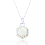 SPK Liga Hexagon Mother of Pearl Pendant & Chain - Silver