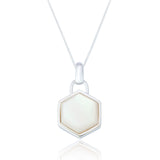 SPK Liga Hexagon Mother of Pearl Pendant & Chain - Silver