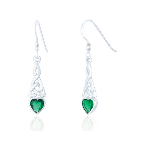 SPK Dearbhla Celtic Drop Earrings - Emerald C.Z.