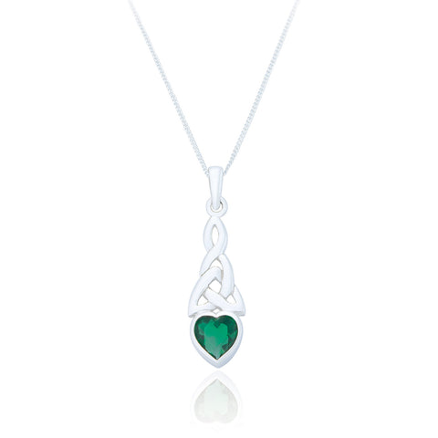 SPK Dearbhla Celtic Pendant & Chain - Emerald C.Z.