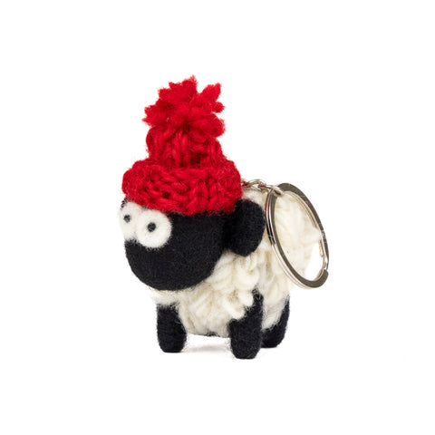 EKN Sheep Keyring - Bobble Hat Red