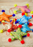 N-UK Recycled Sari Decoration Star Pompoms