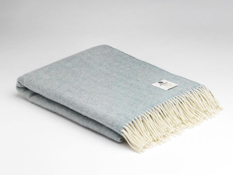 McNutt Irish Wool Blanket - Seagreen Herringbone