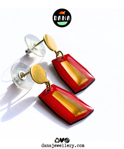 Dana Ella Stud Earrings - Red Gold