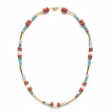 Gist 18” Brass, Stone & Pearl Necklace