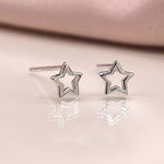 PM Sterling Silver Open Star Stud Earriings