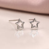 PM Sterling Silver Open Star Stud Earriings